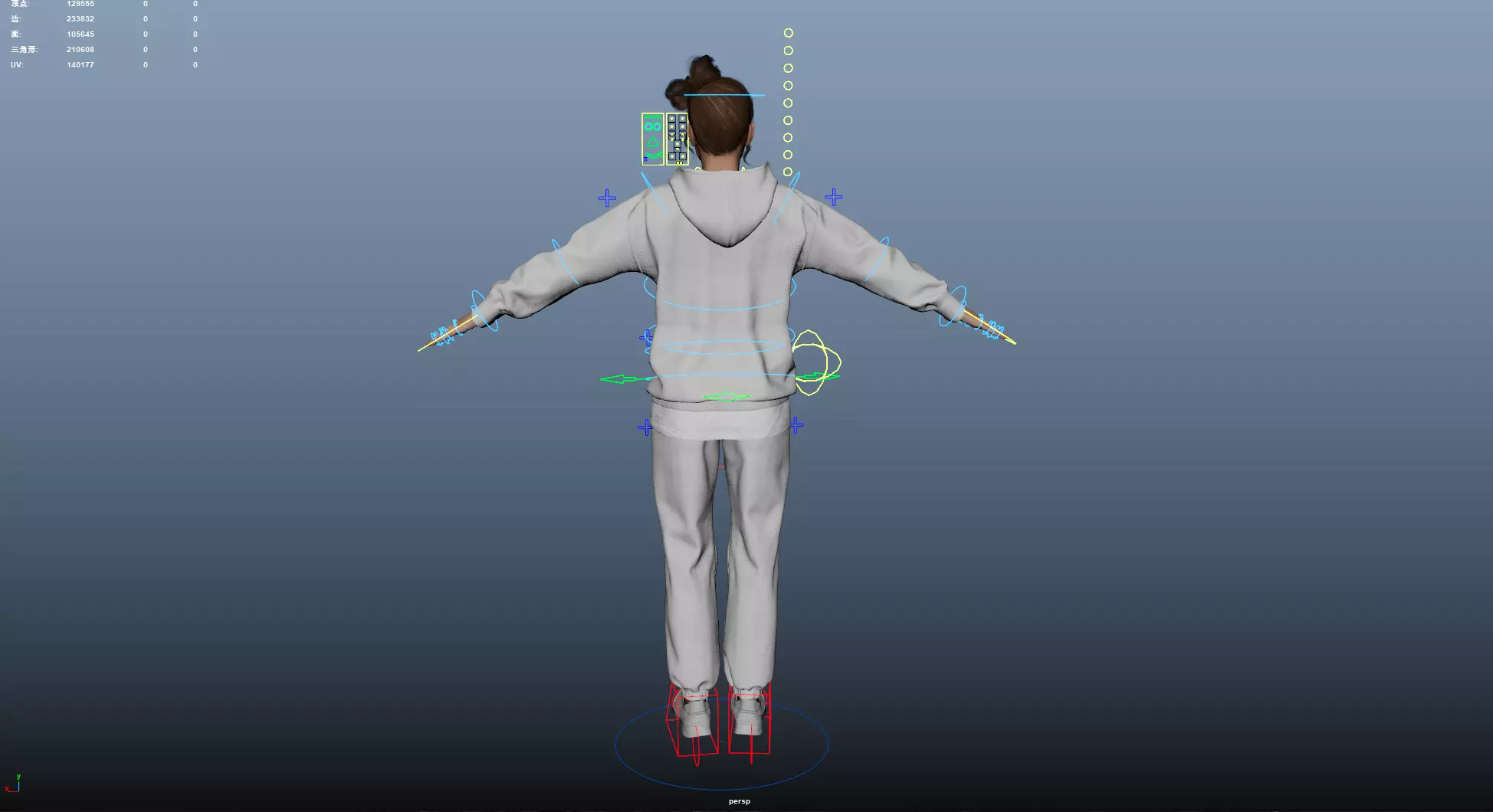 Women wearing hooded sweatshirts Low-poly 3D model_24