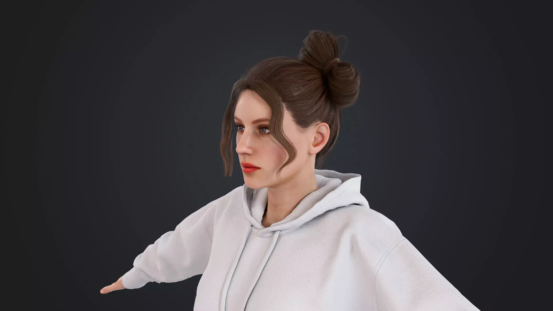 Women wearing hooded sweatshirts Low-poly 3D model_9