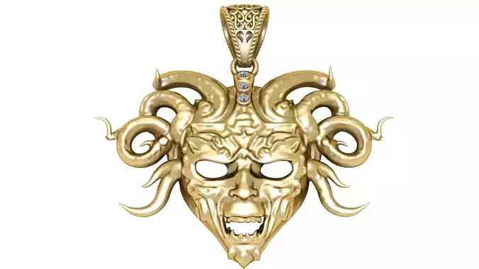 Medusa Serpent Mask Pendant 3D Printable Jewelry Model