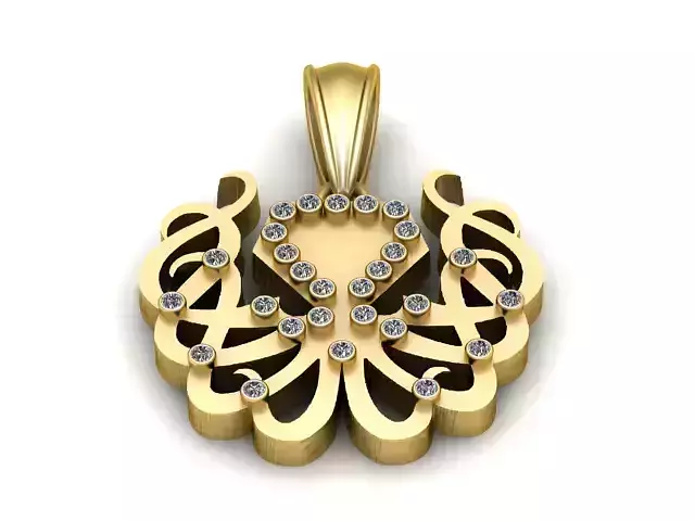Heart Blossom Diamond Pendant 3D Printable Model