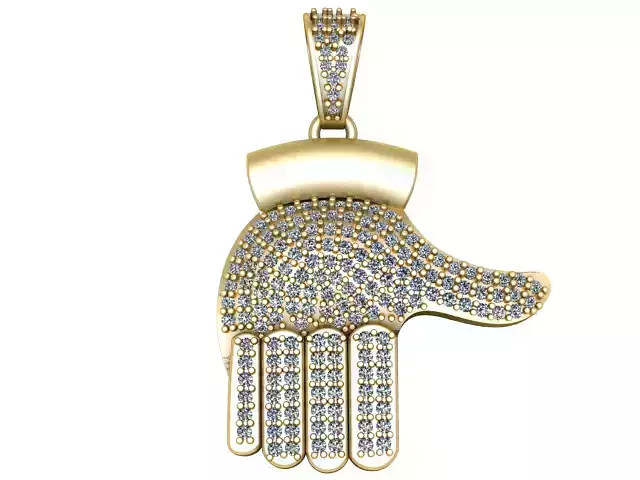 Pave Hamsa Hand Pendant 3D Printable Jewelry Model