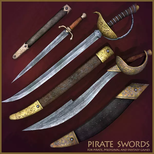 Pirate Swords Low-poly 3D model