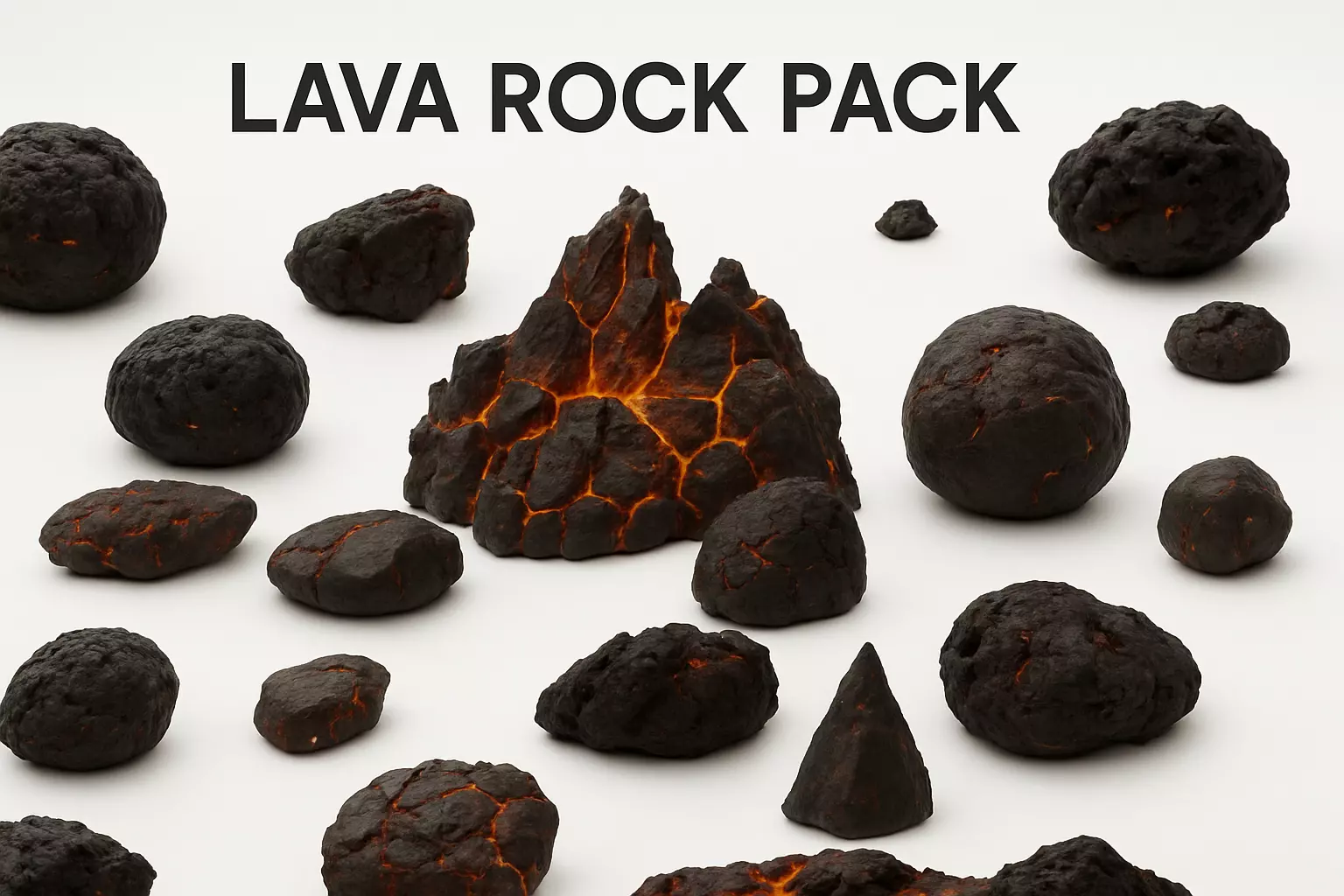 Lava Rock Pack Vol 3 Hyper Realistic Molten Volcanic Rocks Low-poly 3D model_0