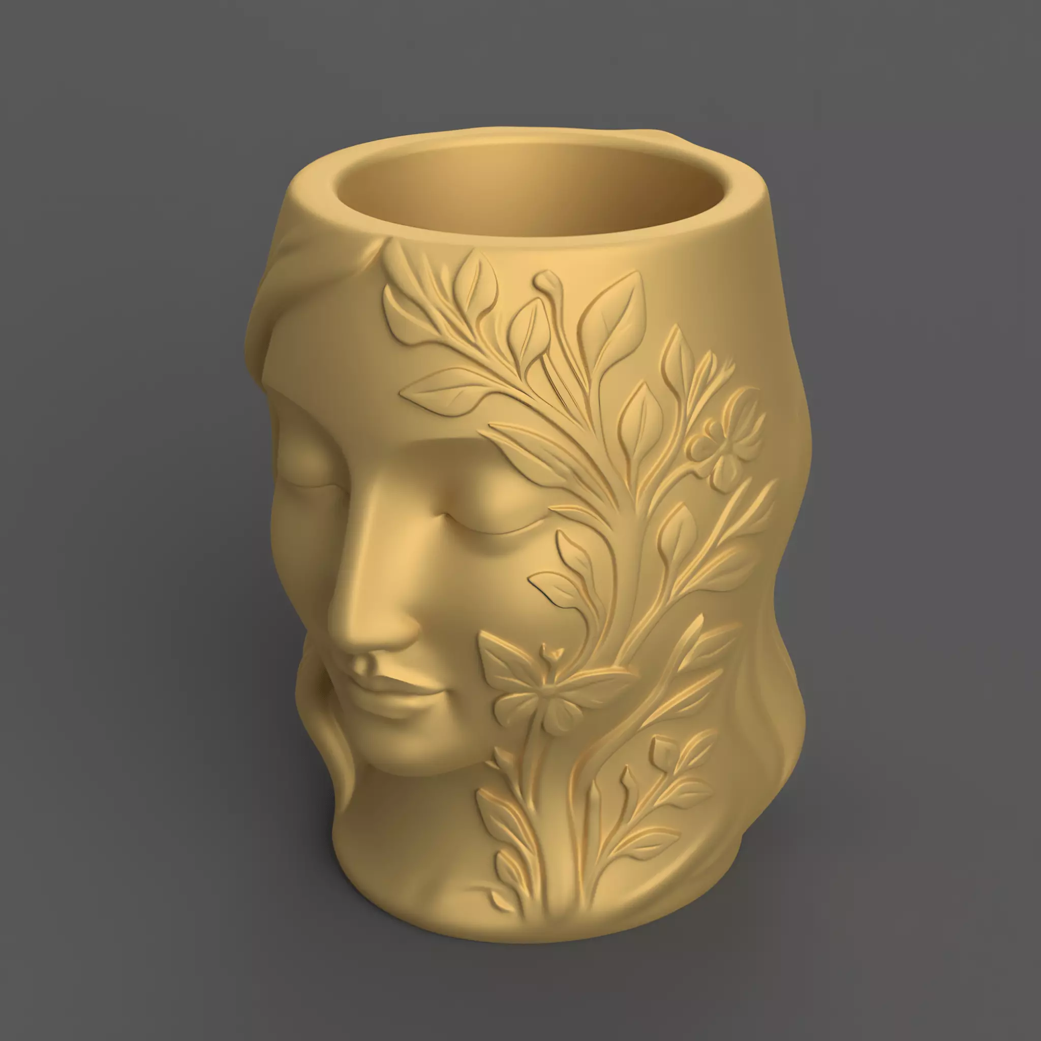 Floral Serenity Face Planter Candy Container STL 3D print model_2