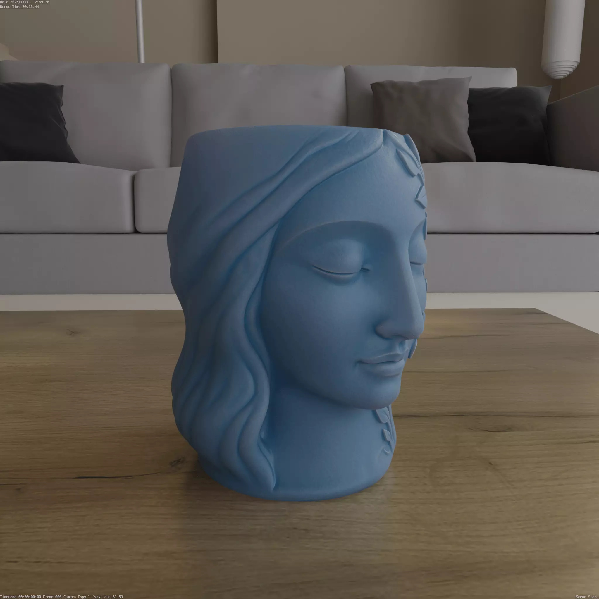 Floral Serenity Face Planter Candy Container STL 3D print model_6