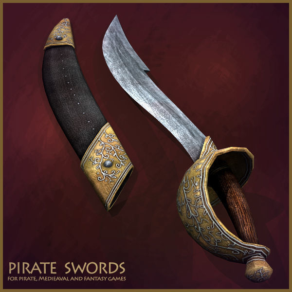 Pirate Weapons Collectuion Low-poly 3D model_13