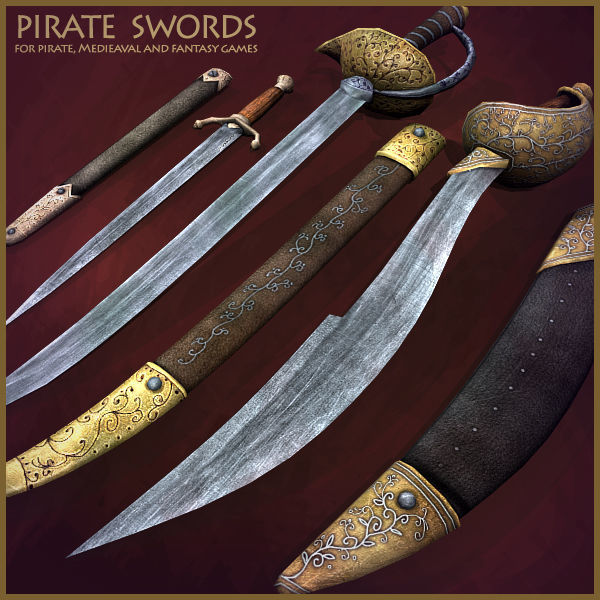 Pirate Weapons Collectuion Low-poly 3D model_12