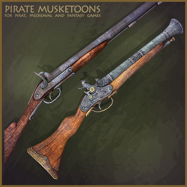 Pirate Weapons Collectuion Low-poly 3D model_4