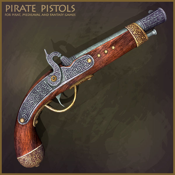 Pirate Weapons Collectuion Low-poly 3D model_1
