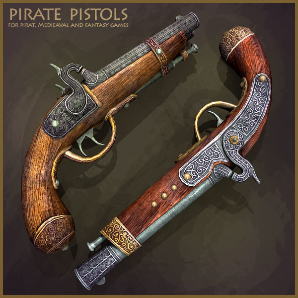 Pirate Weapons Collectuion Low-poly 3D model_2