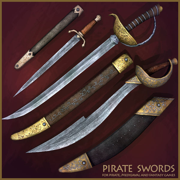 Pirate Weapons Collectuion Low-poly 3D model_10