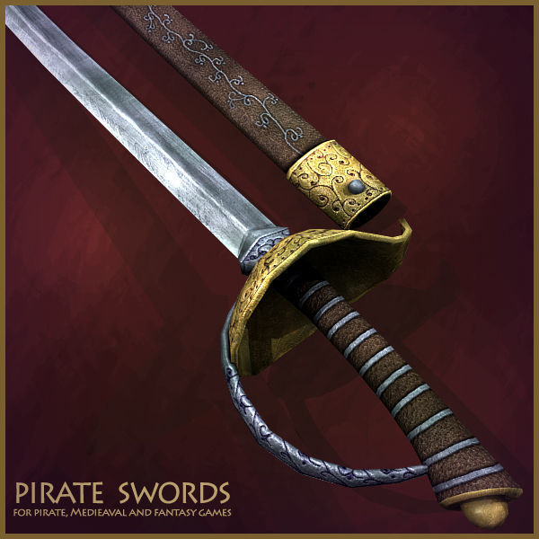 Pirate Weapons Collectuion Low-poly 3D model_11