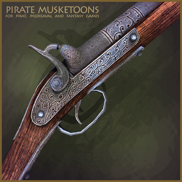 Pirate Weapons Collectuion Low-poly 3D model_8