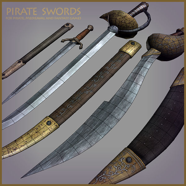 Pirate Weapons Collectuion Low-poly 3D model_17
