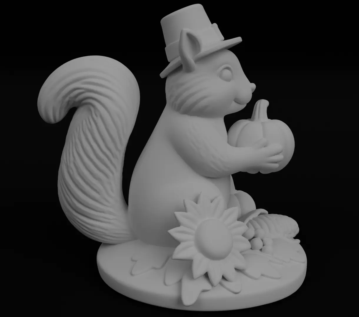 Cute Autumn squirrel Thanksgiving day 3D model for printing 3D print model_10