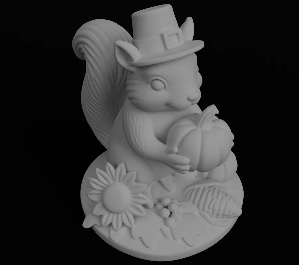 Cute Autumn squirrel Thanksgiving day 3D model for printing 3D print model_13
