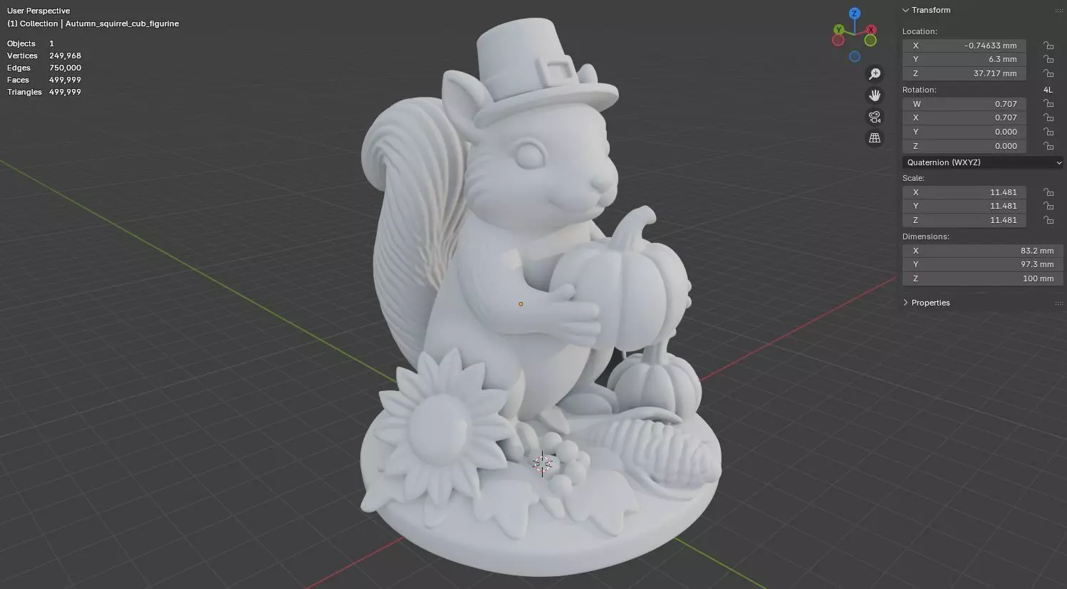 Cute Autumn squirrel Thanksgiving day 3D model for printing 3D print model_18