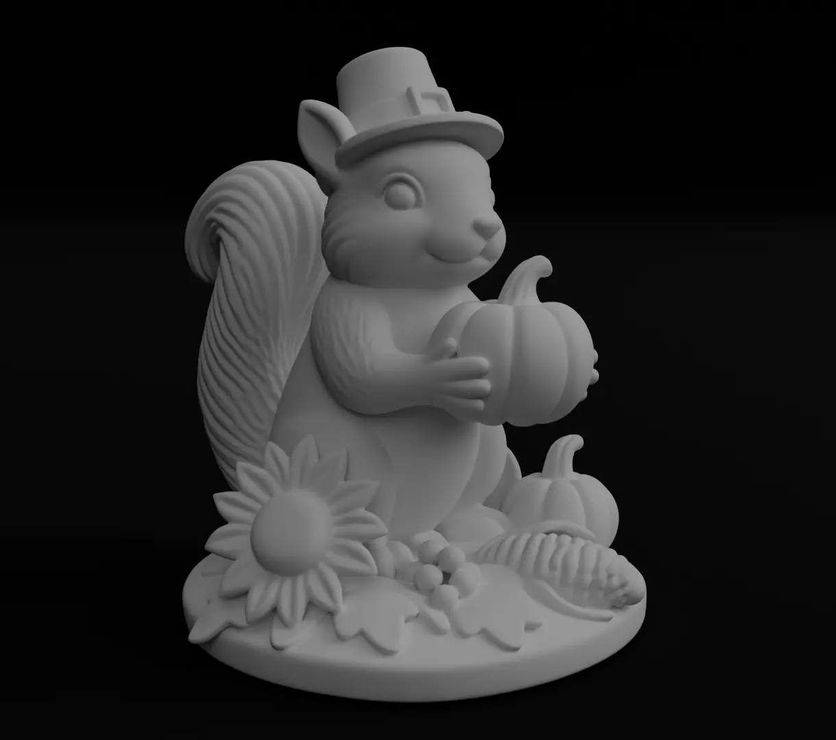 Cute Autumn squirrel Thanksgiving day 3D model for printing 3D print model_0