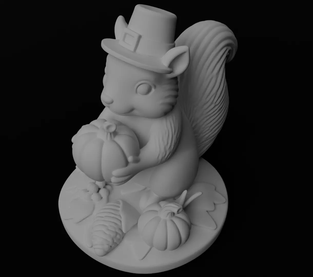 Cute Autumn squirrel Thanksgiving day 3D model for printing 3D print model_14