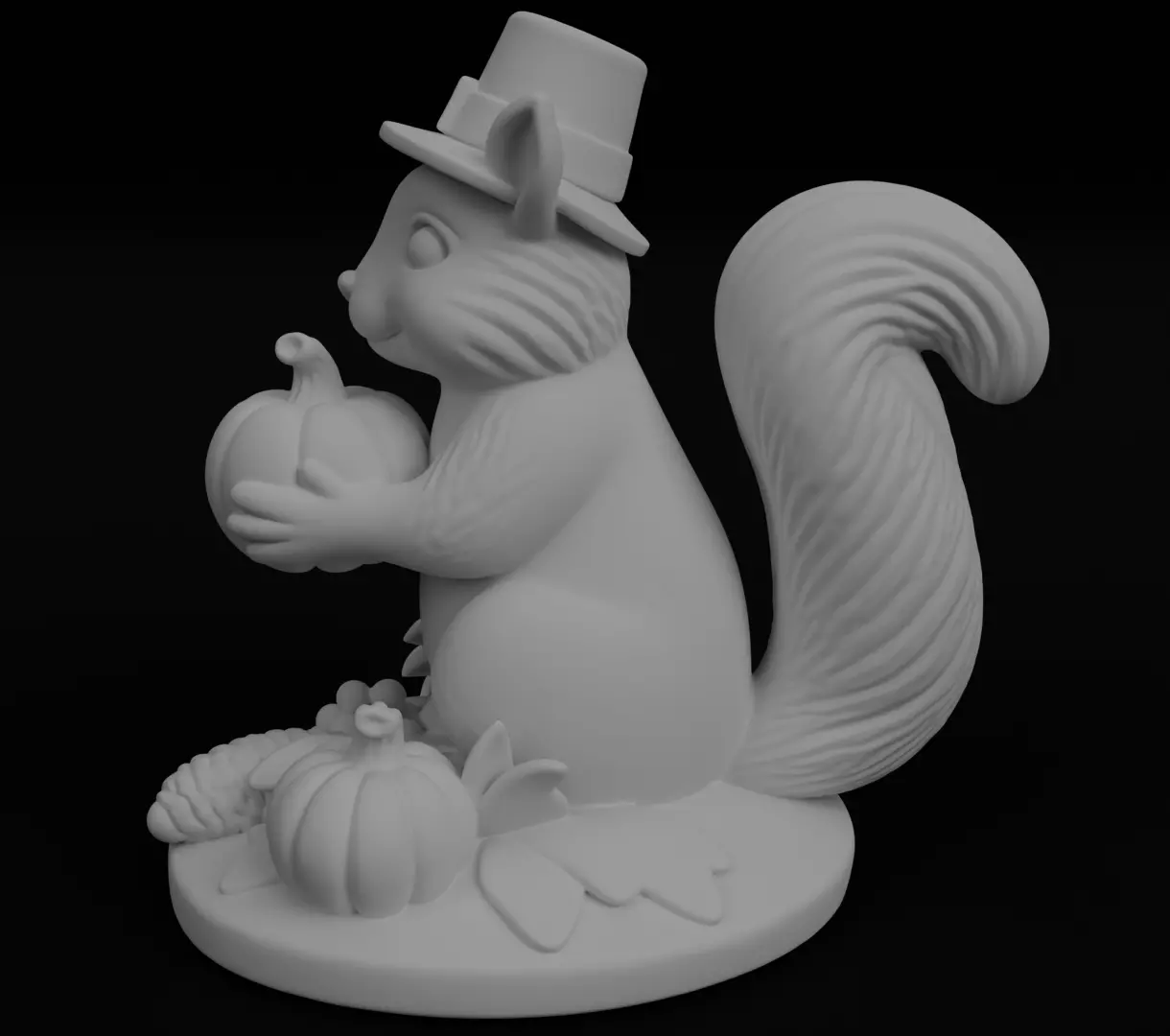 Cute Autumn squirrel Thanksgiving day 3D model for printing 3D print model_11