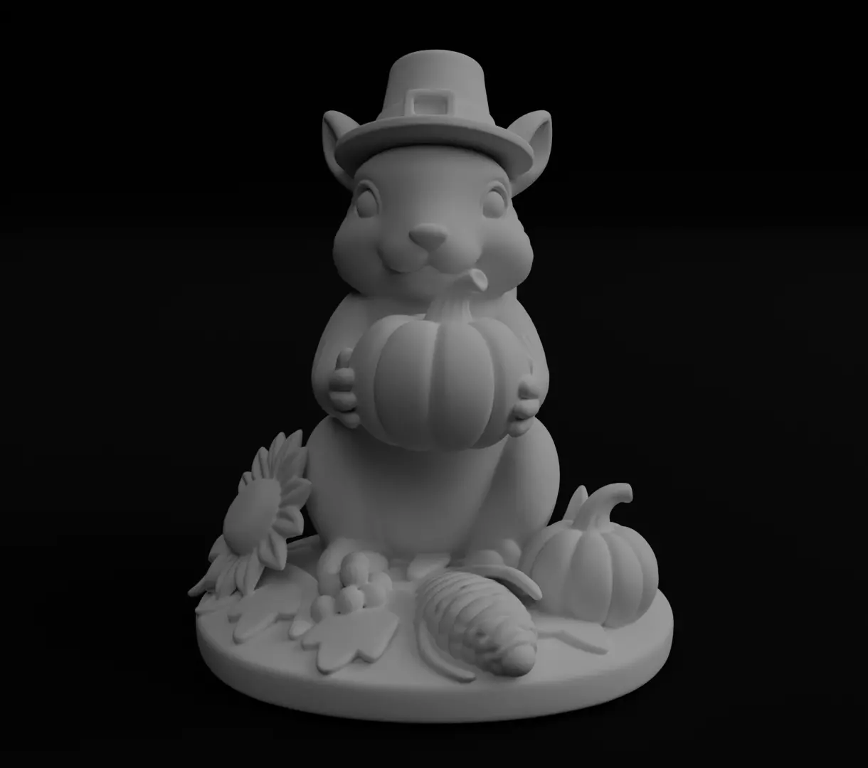Cute Autumn squirrel Thanksgiving day 3D model for printing 3D print model_3