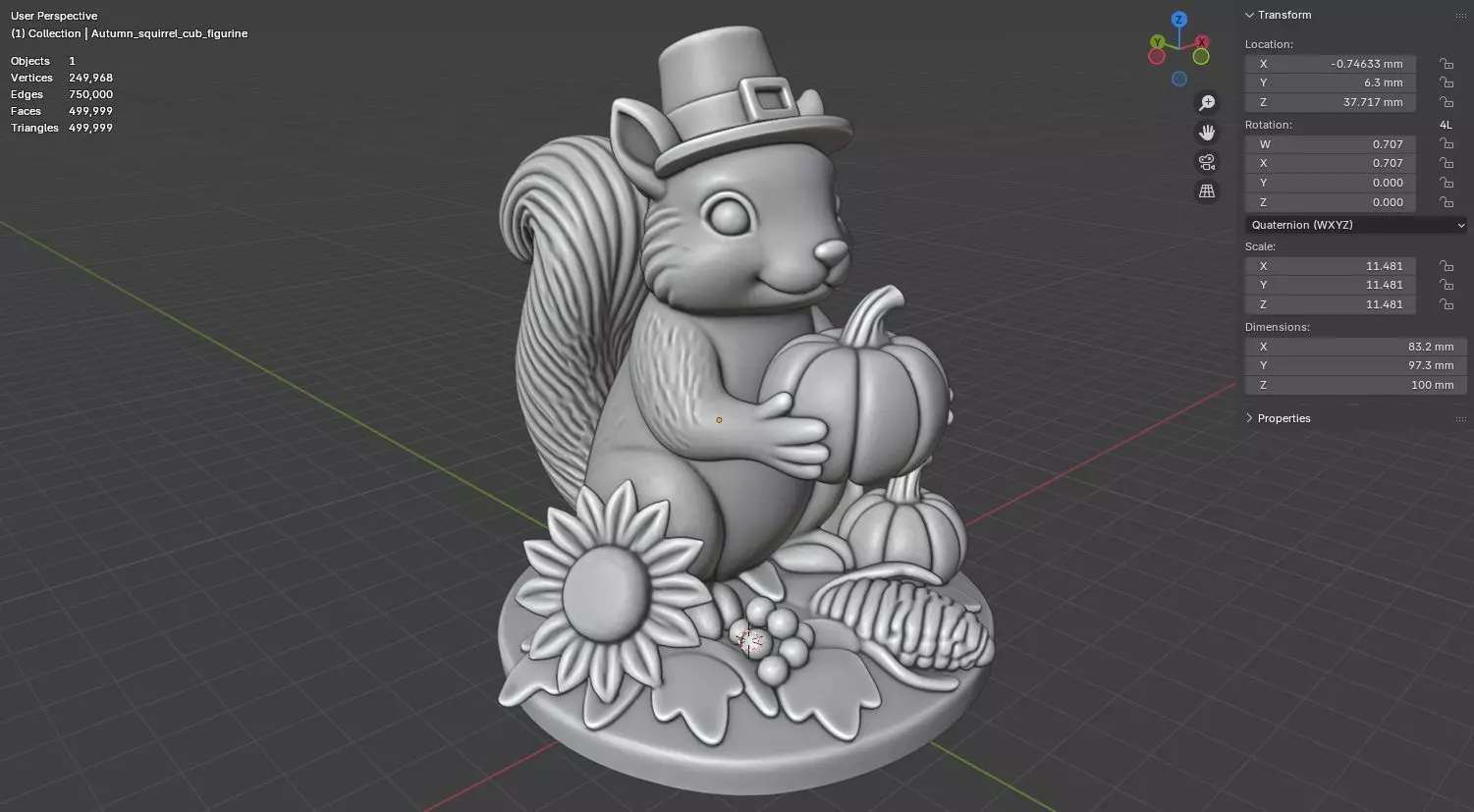 Cute Autumn squirrel Thanksgiving day 3D model for printing 3D print model_17