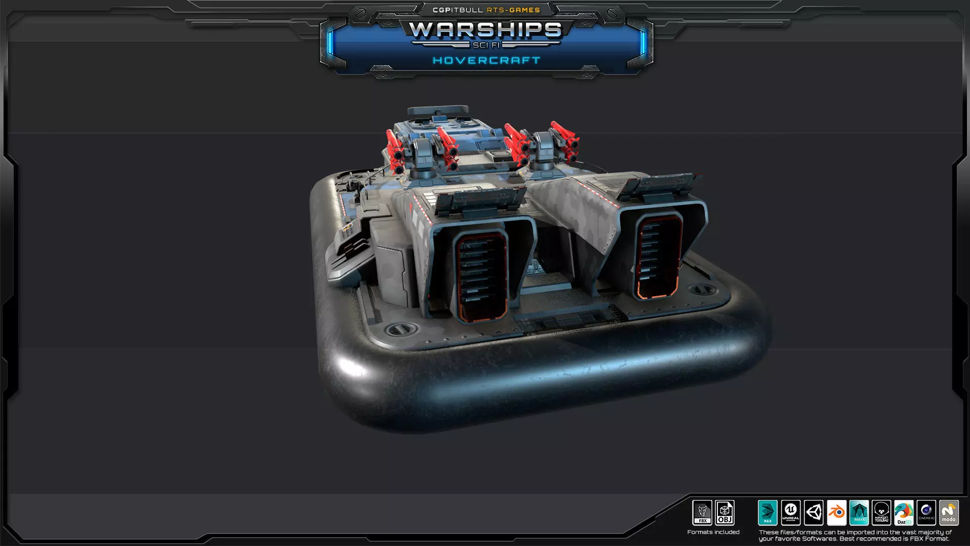 WARSHIPS - Hovercraft  Low-poly 3D model_8