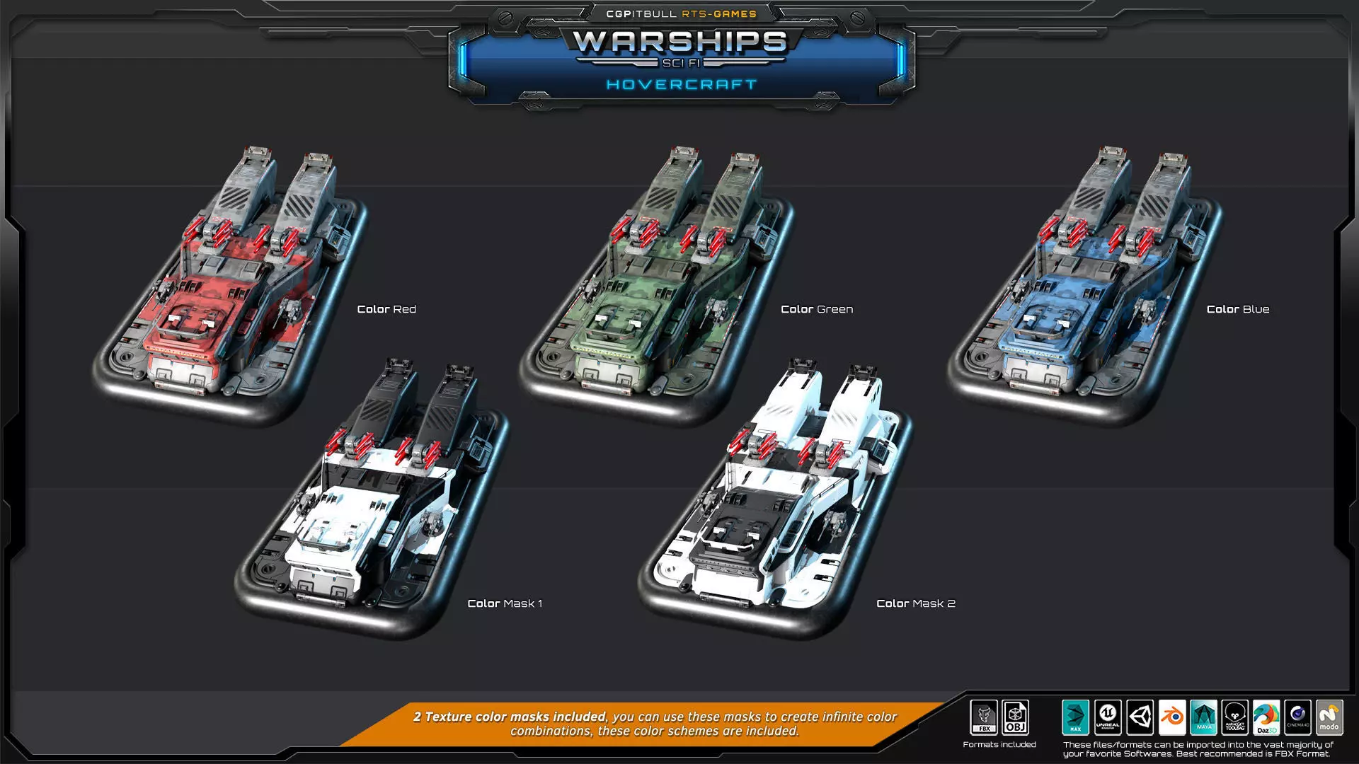WARSHIPS - Hovercraft  Low-poly 3D model_9
