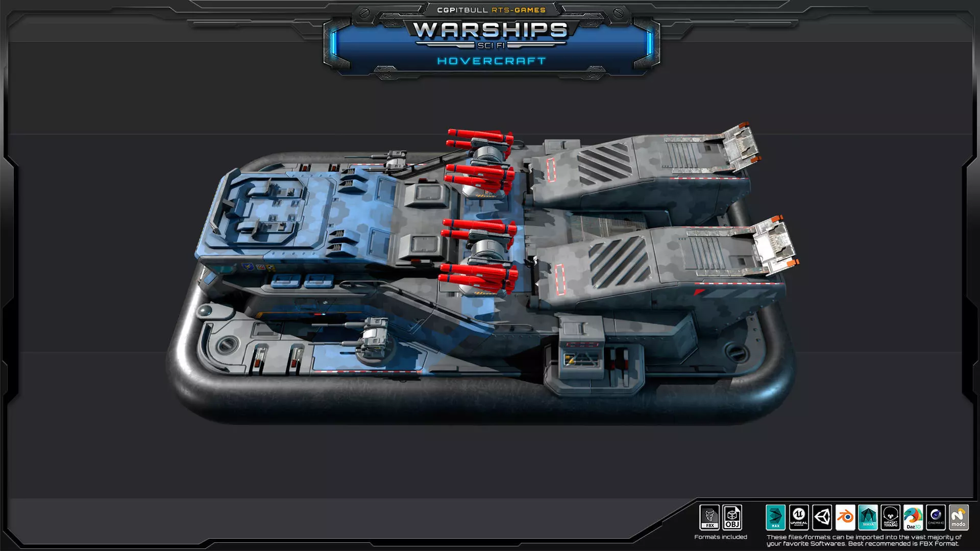 WARSHIPS - Hovercraft  Low-poly 3D model_6