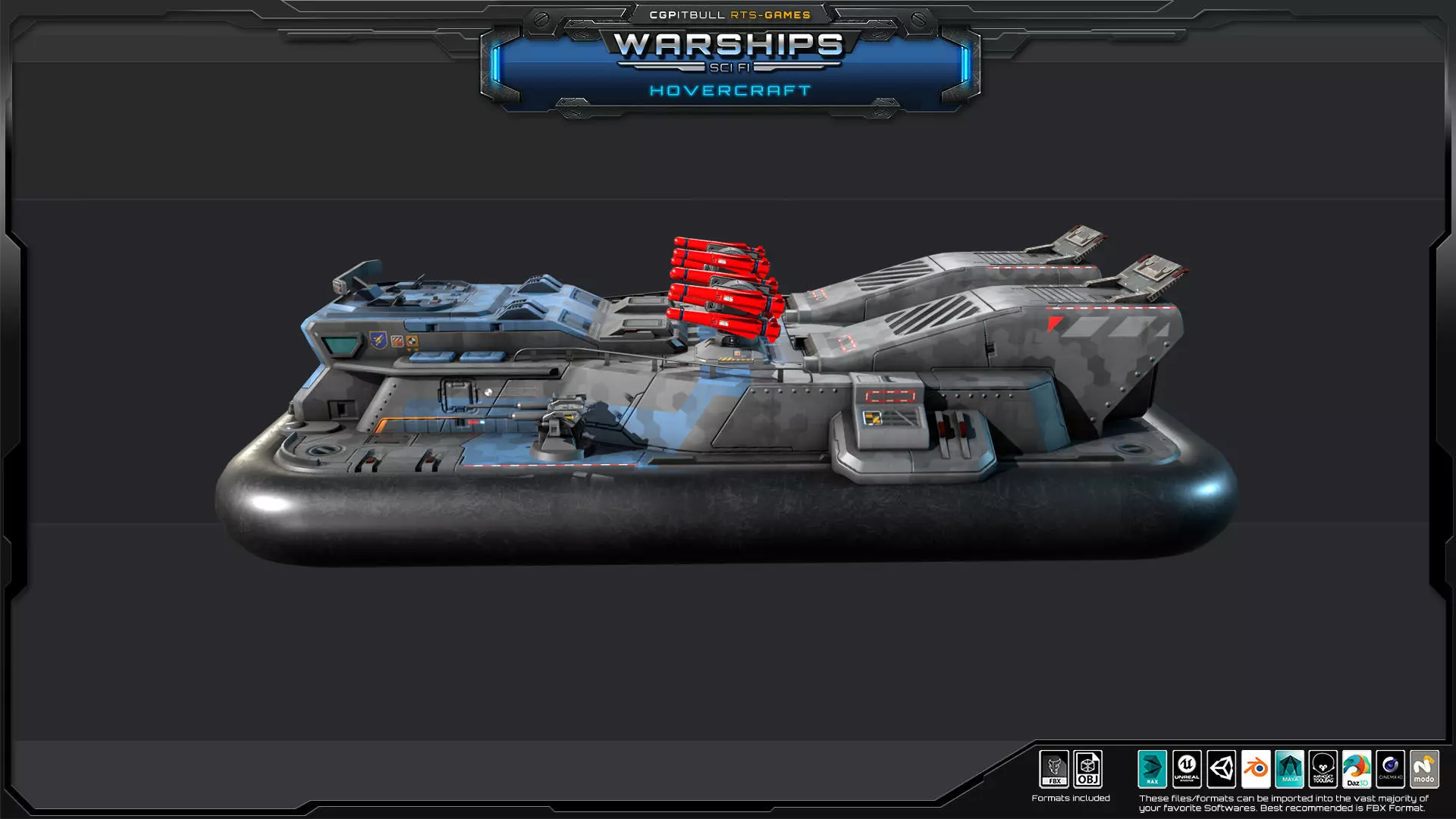 WARSHIPS - Hovercraft  Low-poly 3D model_7