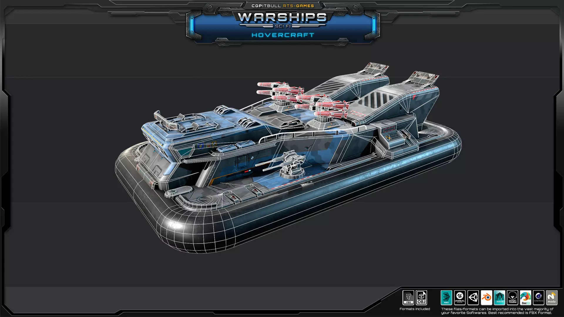 WARSHIPS - Hovercraft  Low-poly 3D model_10