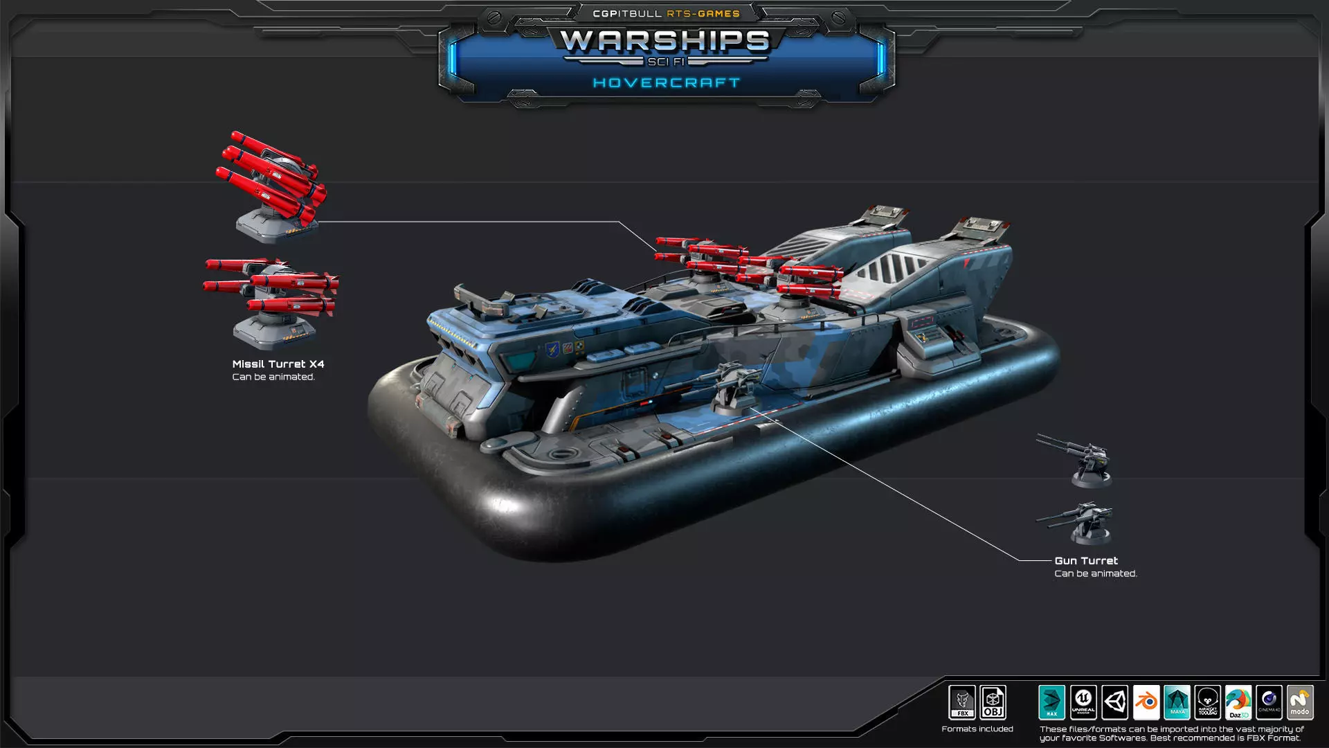 WARSHIPS - Hovercraft  Low-poly 3D model_4