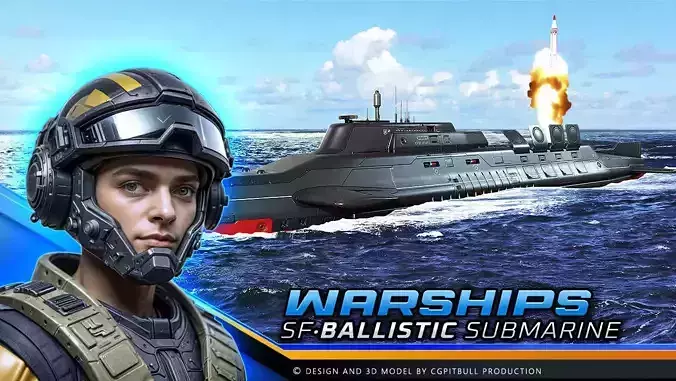WARSHIPS - Ballistic Missile Submarine  Low-poly 3D model