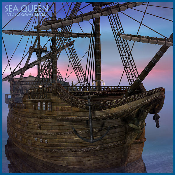 Sea Queen Ship  Low-poly 3D model_3