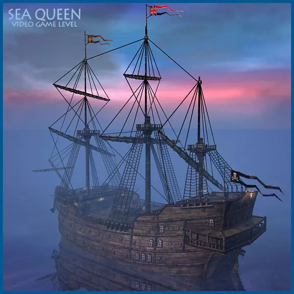 Sea Queen Ship  Low-poly 3D model_0