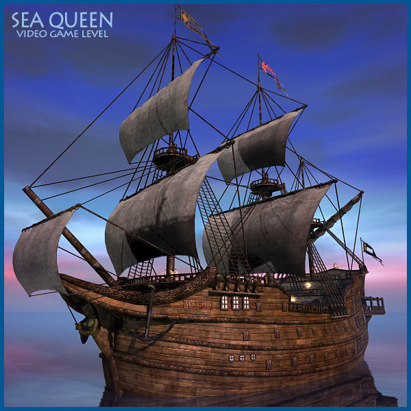 Sea Queen Ship  Low-poly 3D model_17