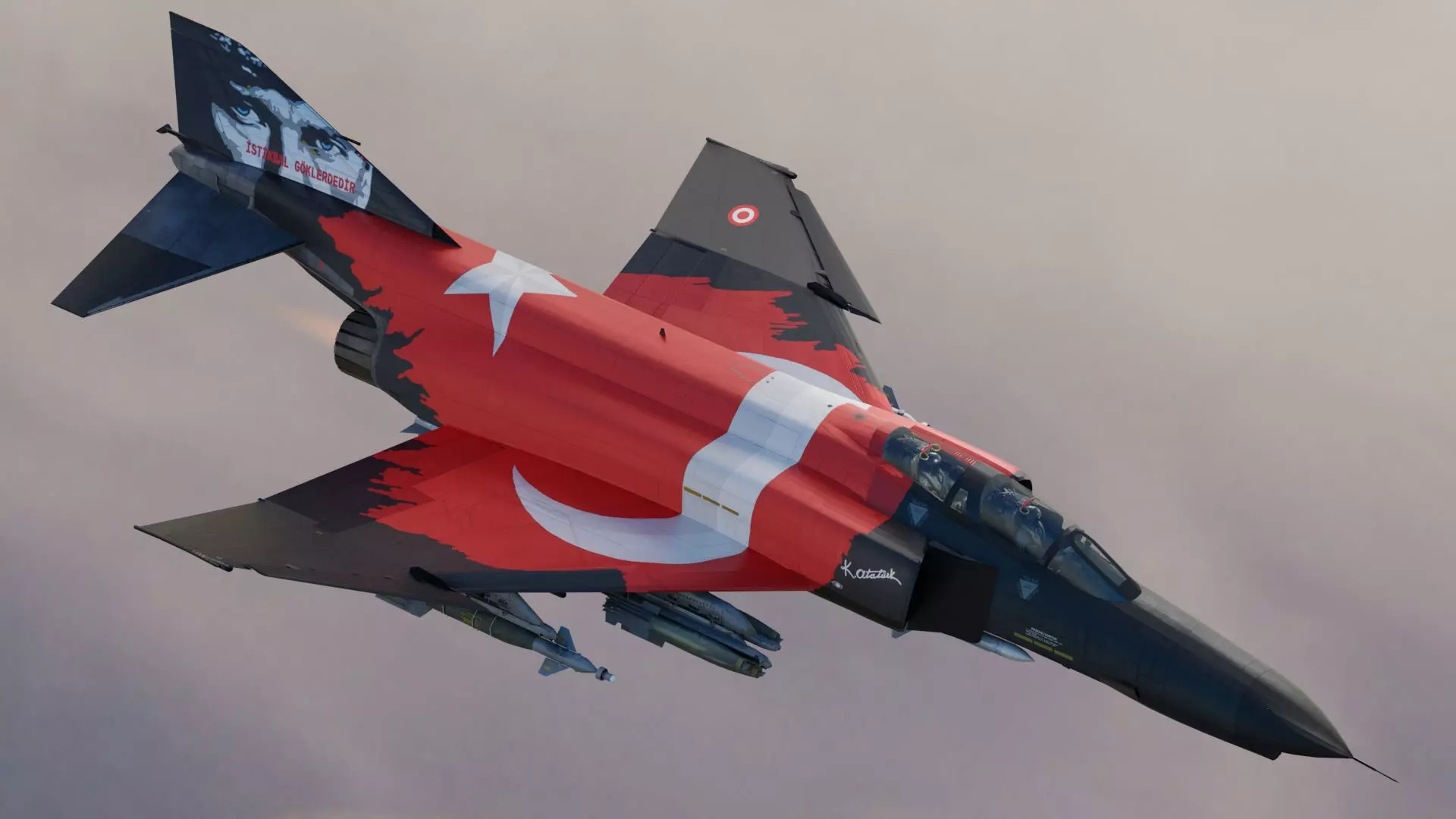 F4 Phantom 2 Turkey-With Cockpit-Fully Rigged-High Resolution Low-poly 3D model_5