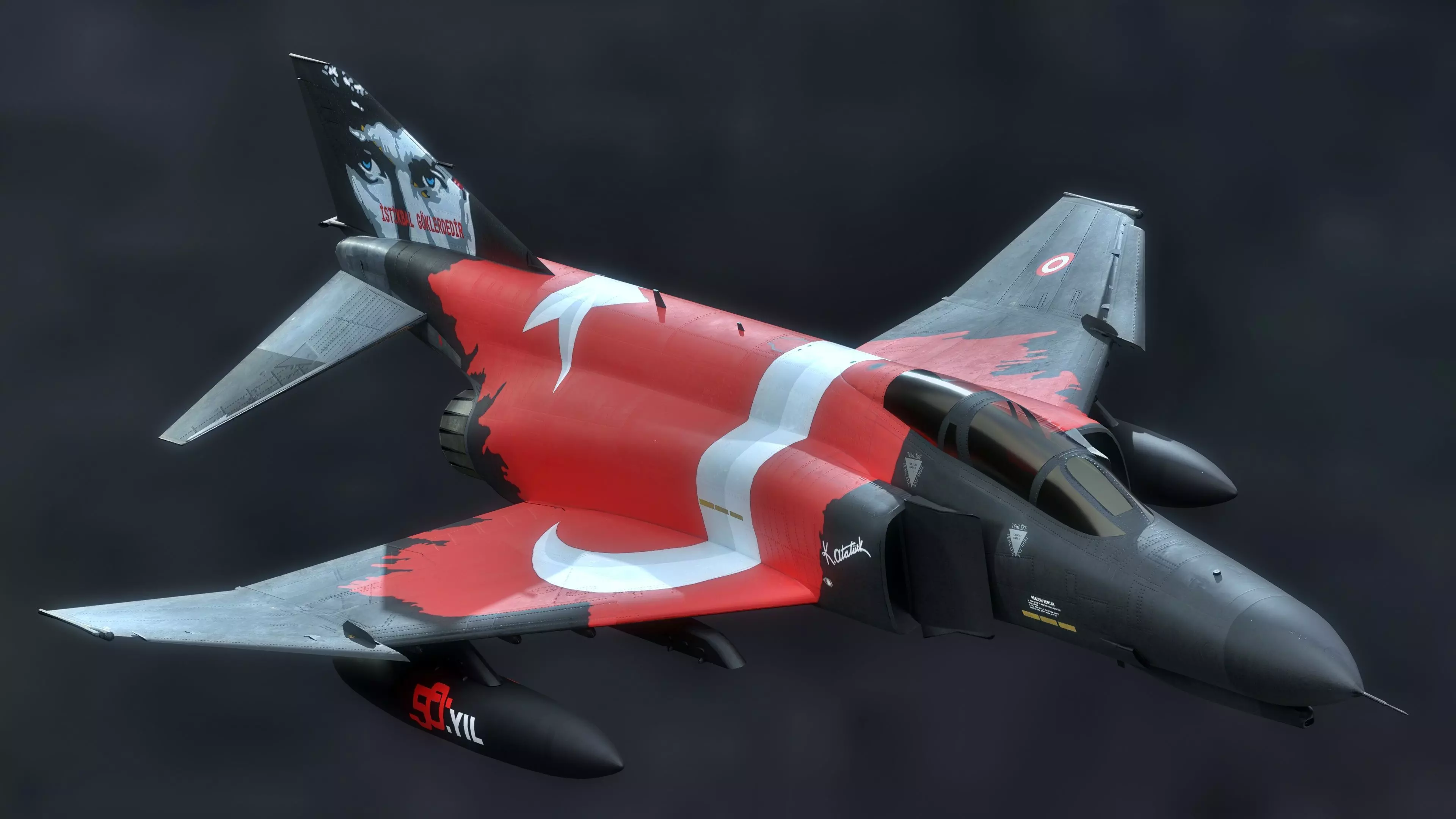 F4 Phantom 2 Turkey-With Cockpit-Fully Rigged-High Resolution Low-poly 3D model_11