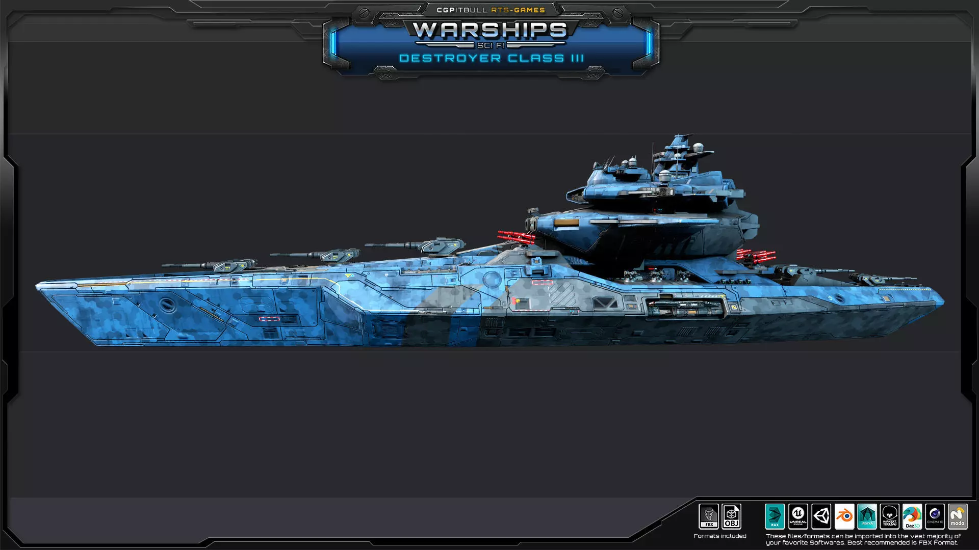 WARSHIPS - Destroyer Class III Low-poly 3D model_7