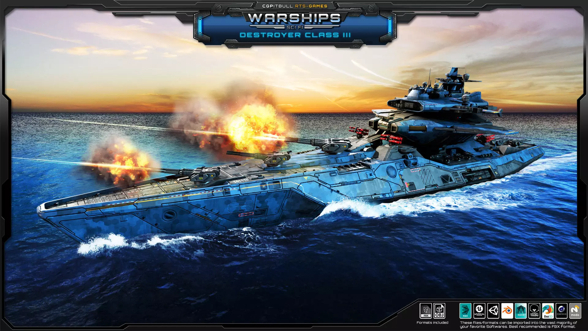 WARSHIPS - Destroyer Class III Low-poly 3D model_0