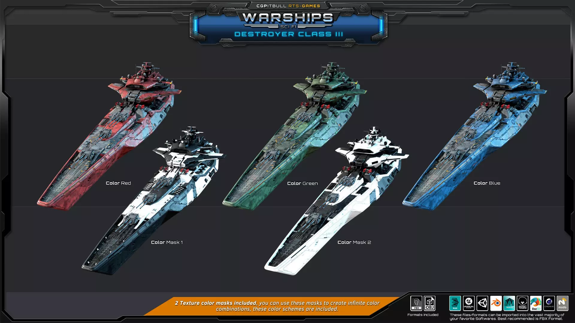 WARSHIPS - Destroyer Class III Low-poly 3D model_10