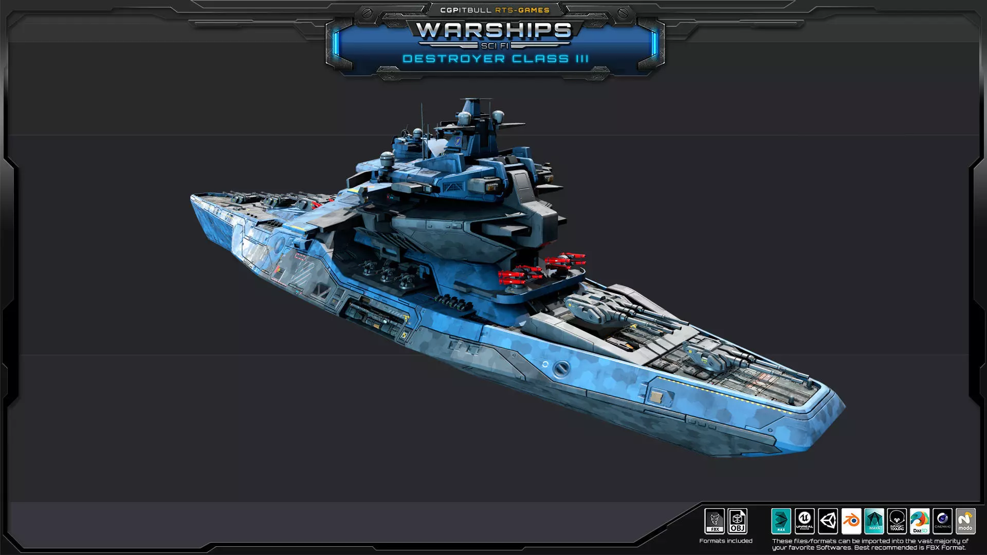 WARSHIPS - Destroyer Class III Low-poly 3D model_9