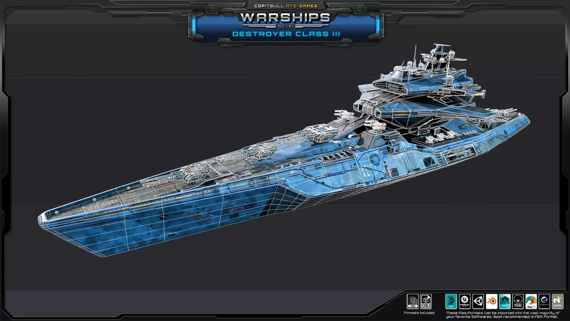 WARSHIPS - Destroyer Class III Low-poly 3D model_11