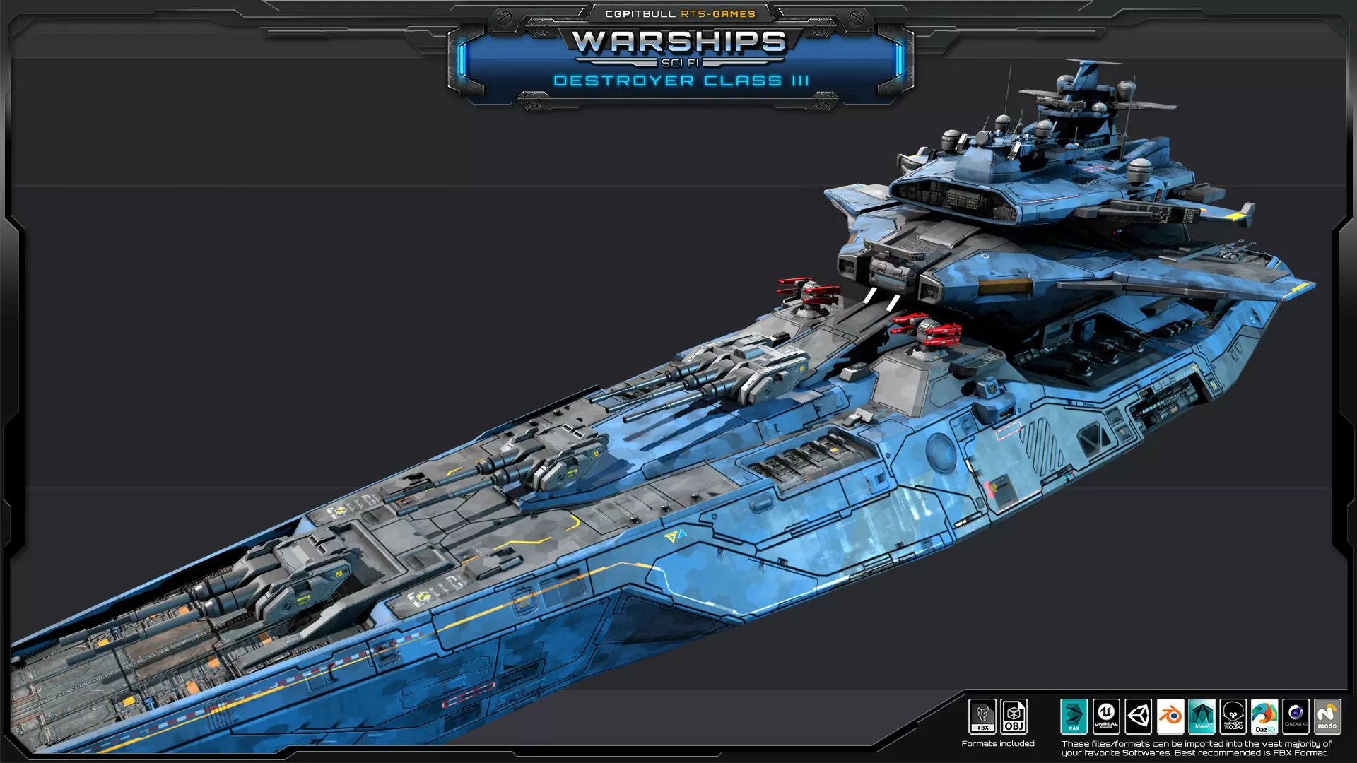 WARSHIPS - Destroyer Class III Low-poly 3D model_8