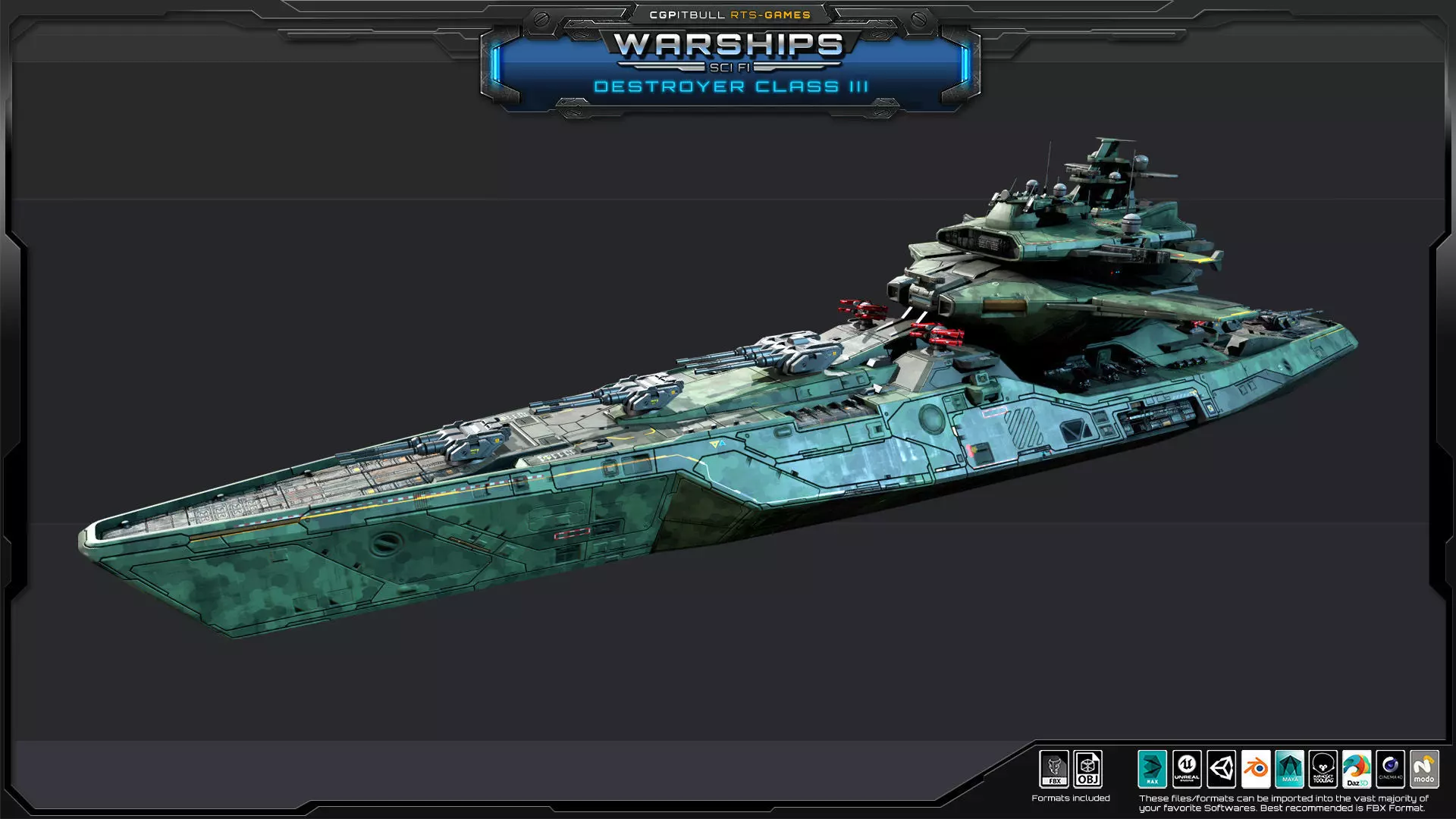 WARSHIPS - Destroyer Class III Low-poly 3D model_2
