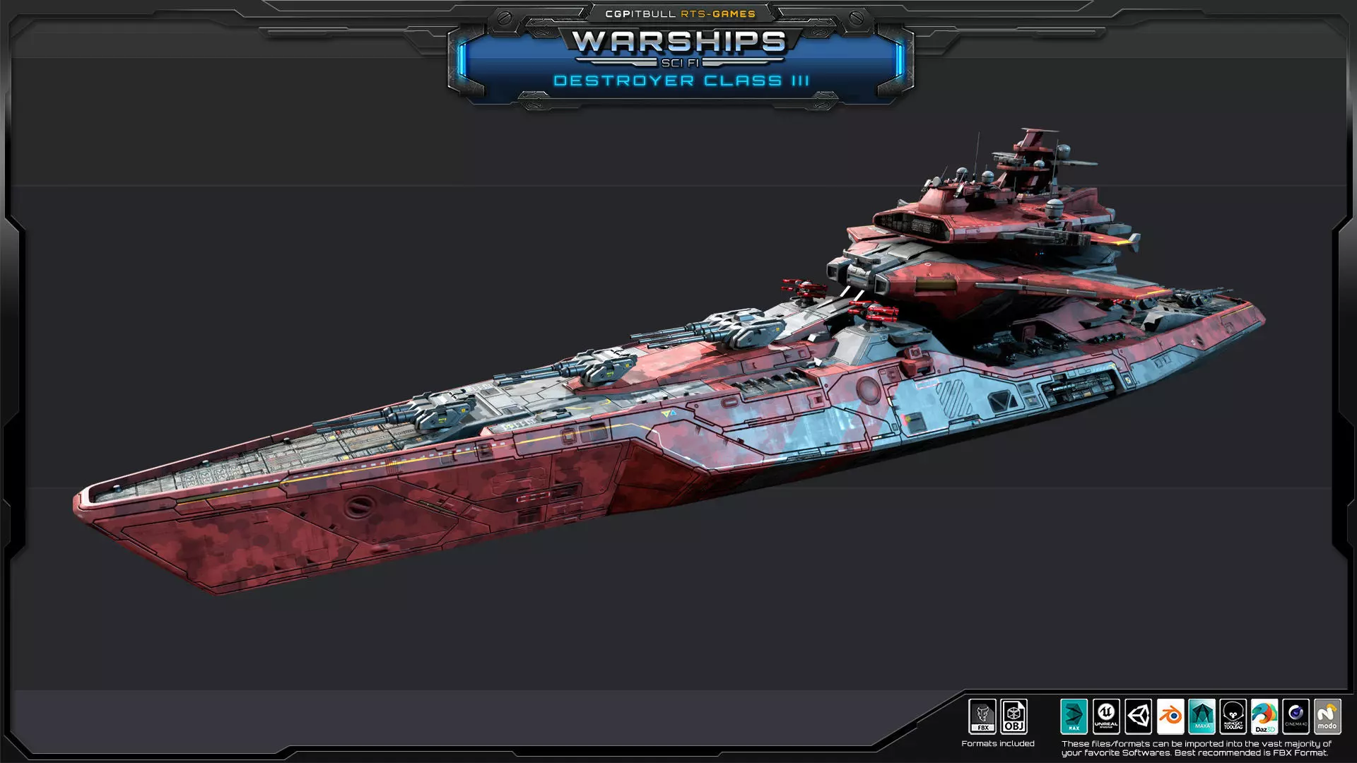 WARSHIPS - Destroyer Class III Low-poly 3D model_3