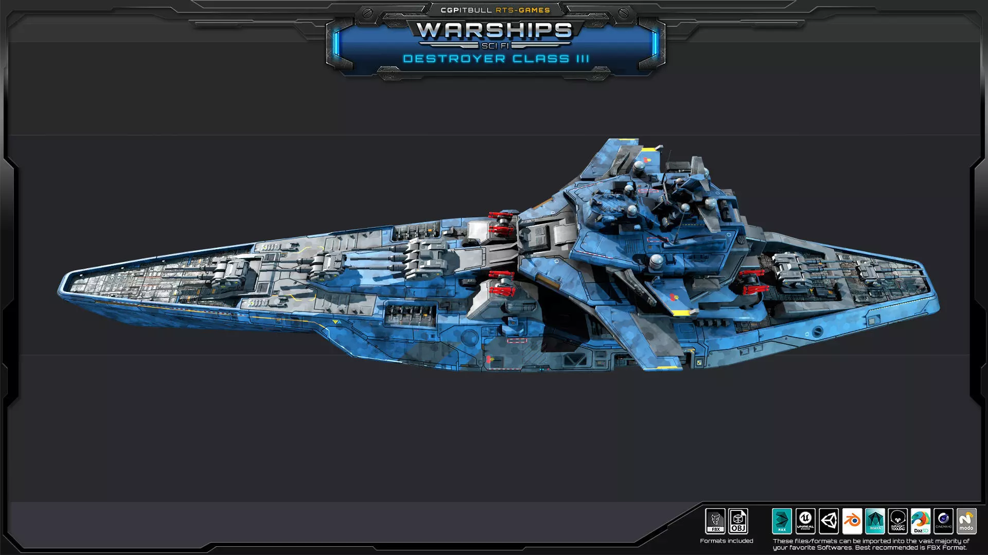 WARSHIPS - Destroyer Class III Low-poly 3D model_5