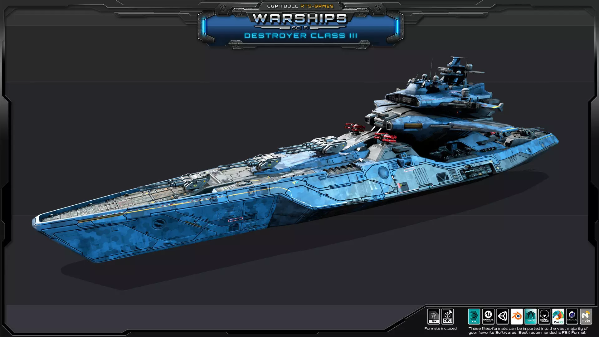 WARSHIPS - Destroyer Class III Low-poly 3D model_1