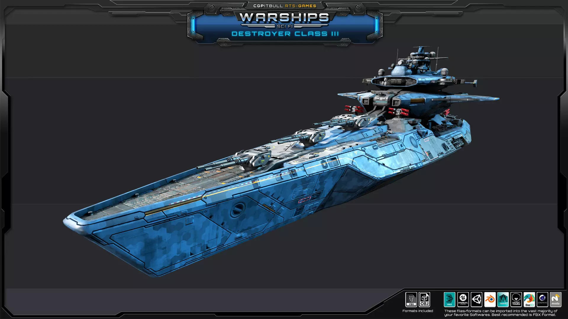 WARSHIPS - Destroyer Class III Low-poly 3D model_6