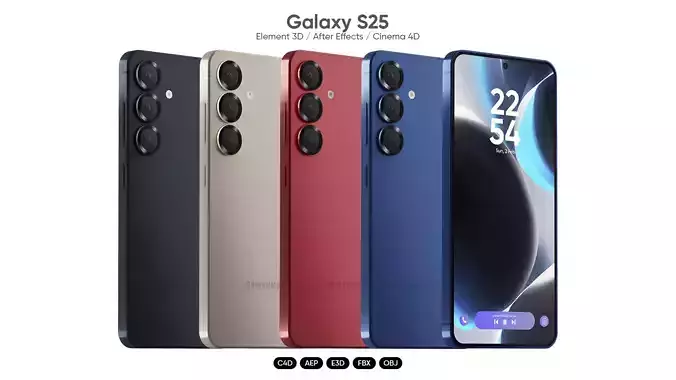  Galaxy S25 3D Model for Element 3D And Cinema 4D